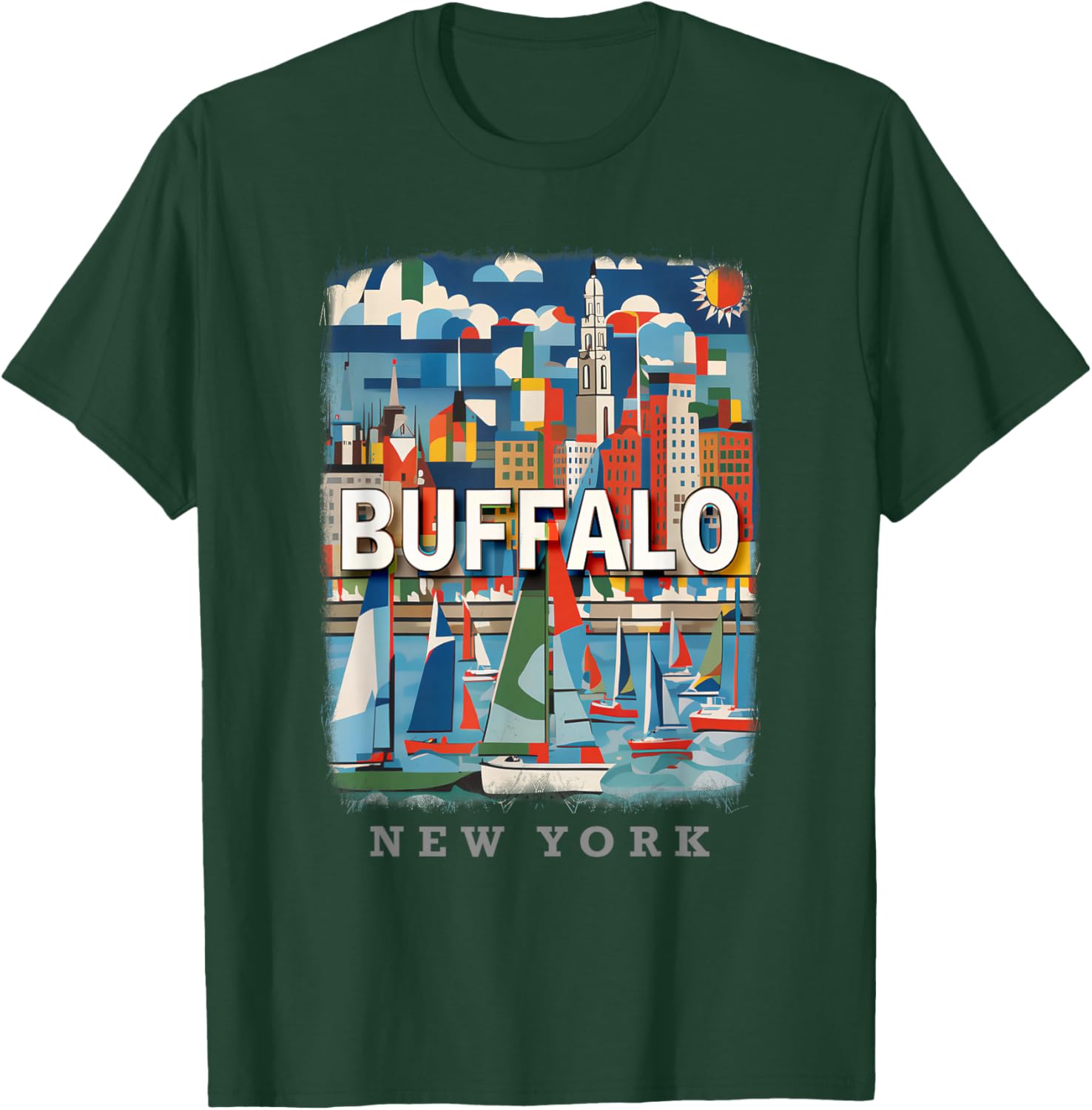 Buffalo New York NY Waterfront Wonder SD391 T-Shirt - T-Shirt | Forest