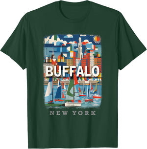 Buffalo New York NY Waterfront Wonder SD391 T-Shirt - T-Shirt | Forest