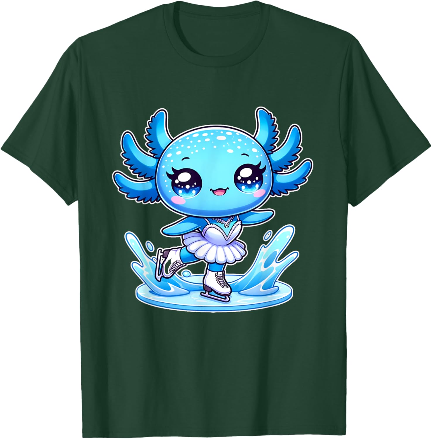 Funny ice skater Funny Axolotl Ice Skating T-Shirt - T-Shirt | Forest