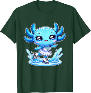Funny ice skater Funny Axolotl Ice Skating T-Shirt - T-Shirt | Forest