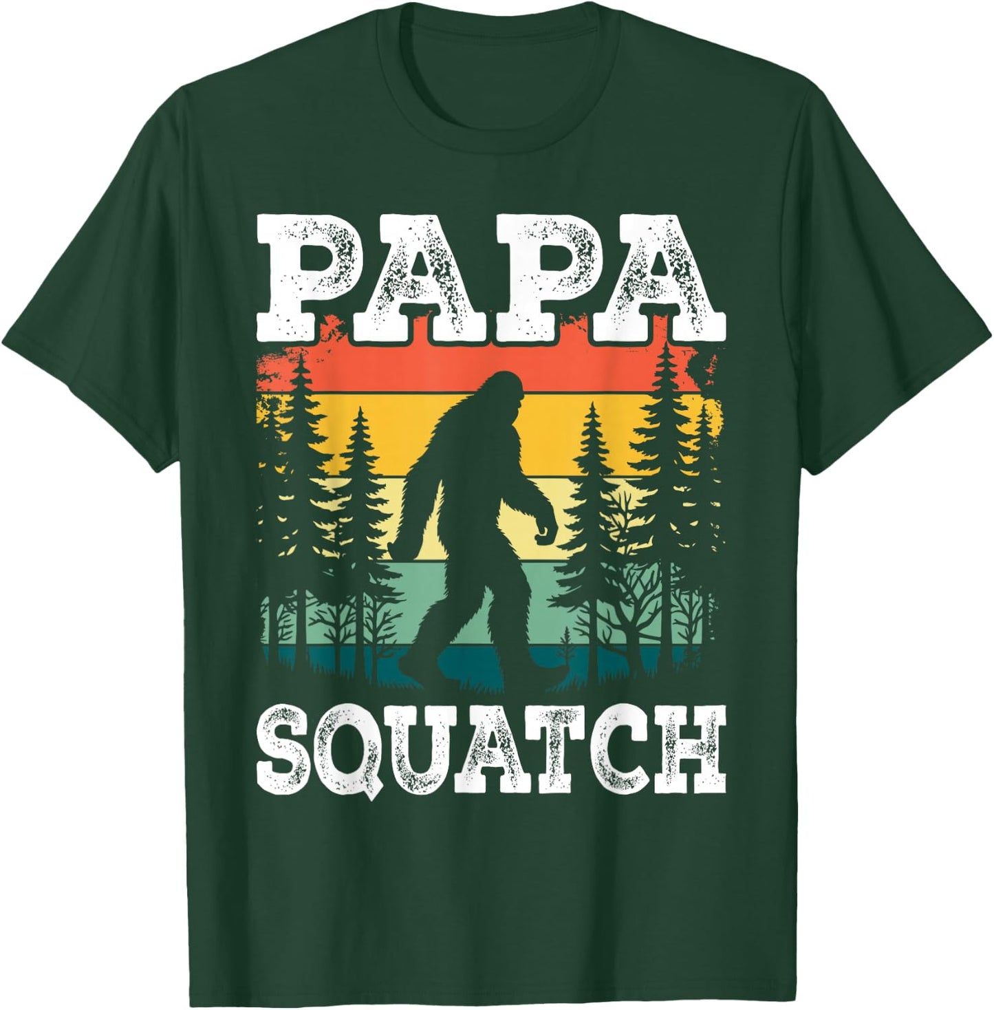 Papa Squatch Funny Dad Bigfoot Retro Fathers Day Vintage T-Shirt - T-Shirt | Forest