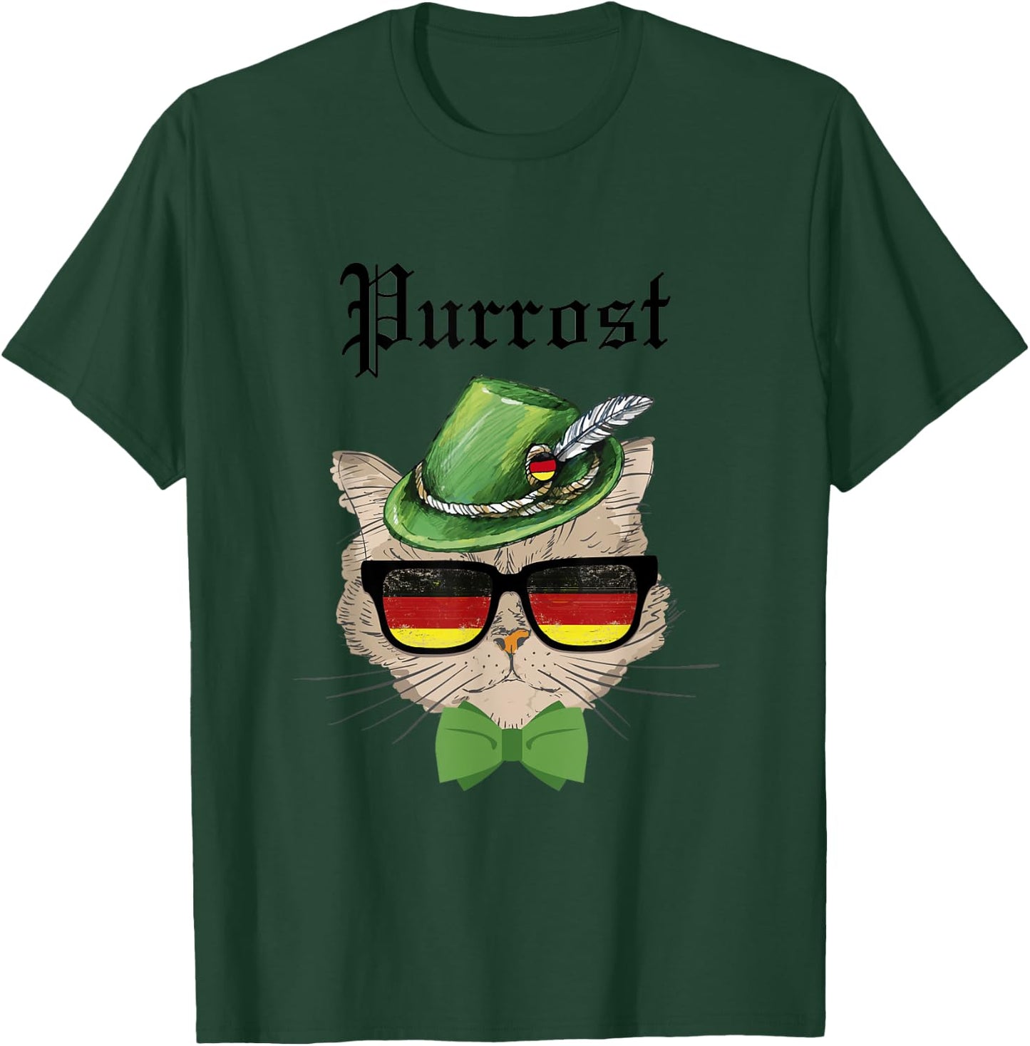 Purrost cat Bavarian Alpine Hat Funny German Oktoberfest T-Shirt - T-Shirt | Forest