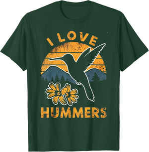 I Love Hummers Hummingbird Vintage Sunset T-Shirt - T-Shirt | Forest