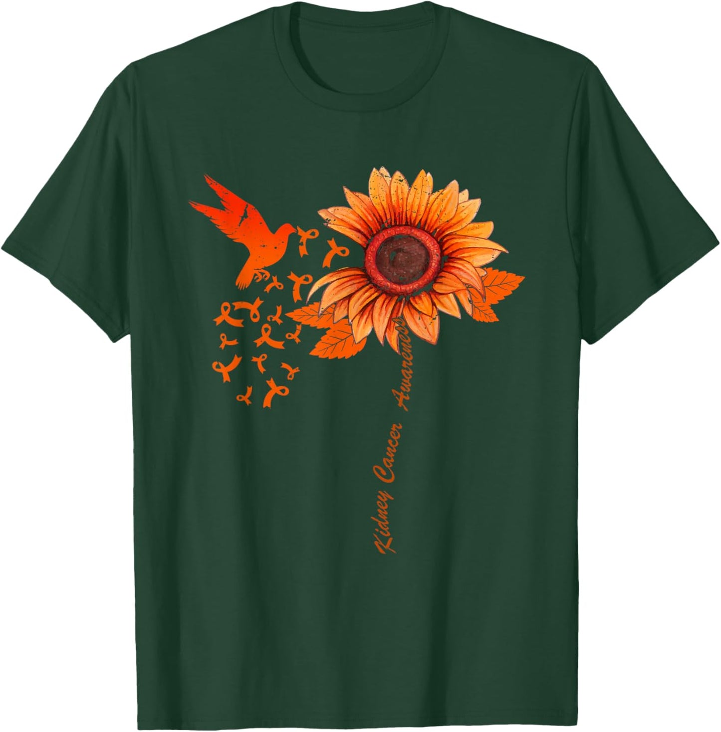 Floral Kidney Cancer Awareness Month Orange Ribbon T-Shirt - T-Shirt | Forest