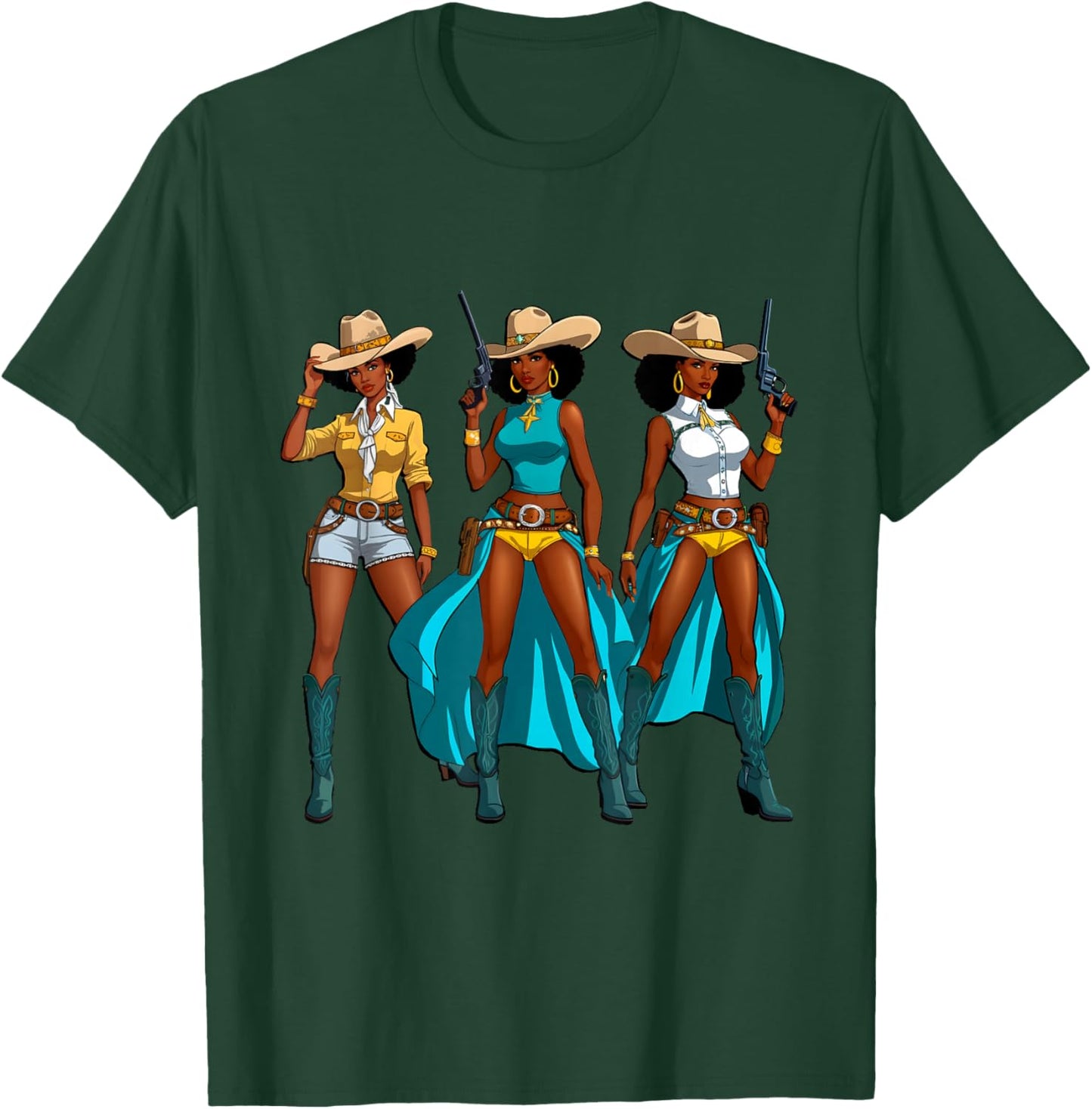Cowgirl Western Rodeo Black Girls Juneteenth Melanin Women T-Shirt - T-Shirt | Forest