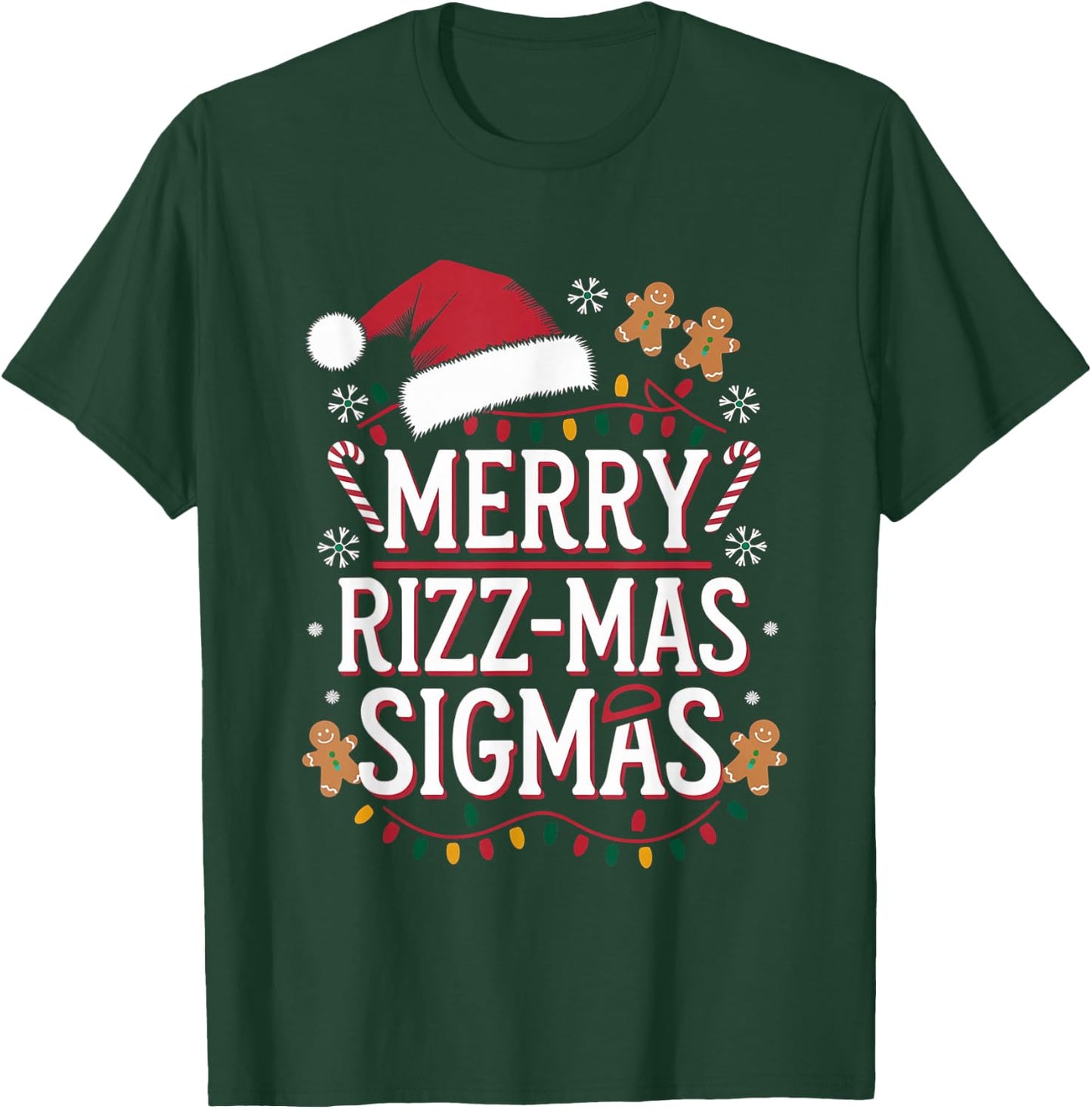 Merry Rizz Mas Sigmas Funny Gen Alpha Christmas Cool Santa T-Shirt - T-Shirt | Forest
