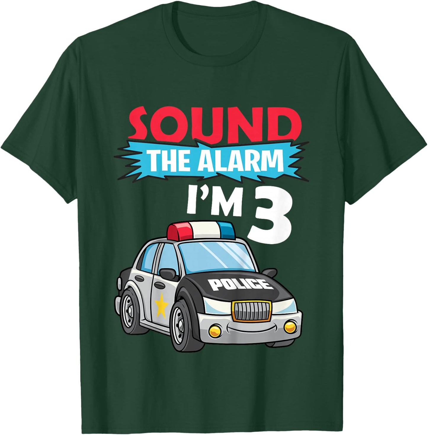 Kids Birthday Boy Shirt 3 Years Old Police Car Policeman Cop T-Shirt - T-Shirt | Forest