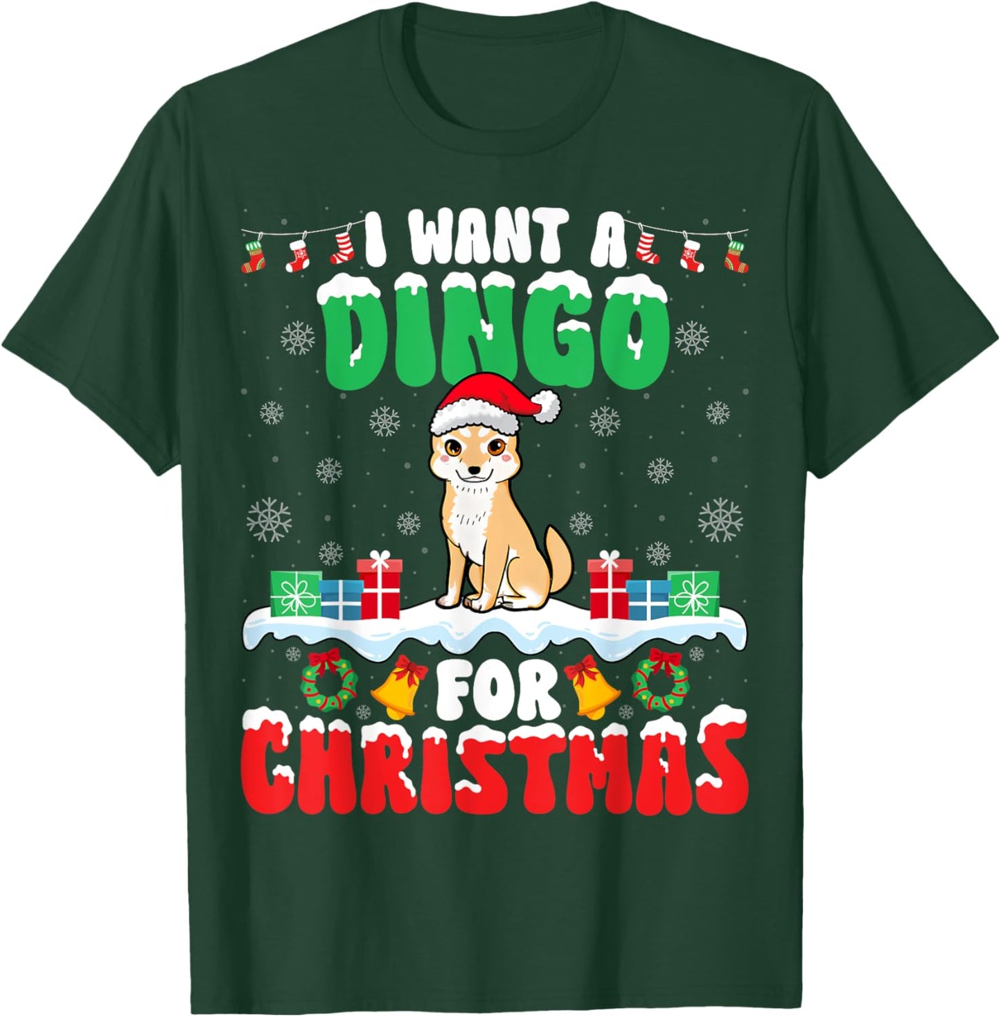 I Want A Dingo for Christmas - Dingo Dog Lover Santa Xmas T-Shirt - T-Shirt | Forest