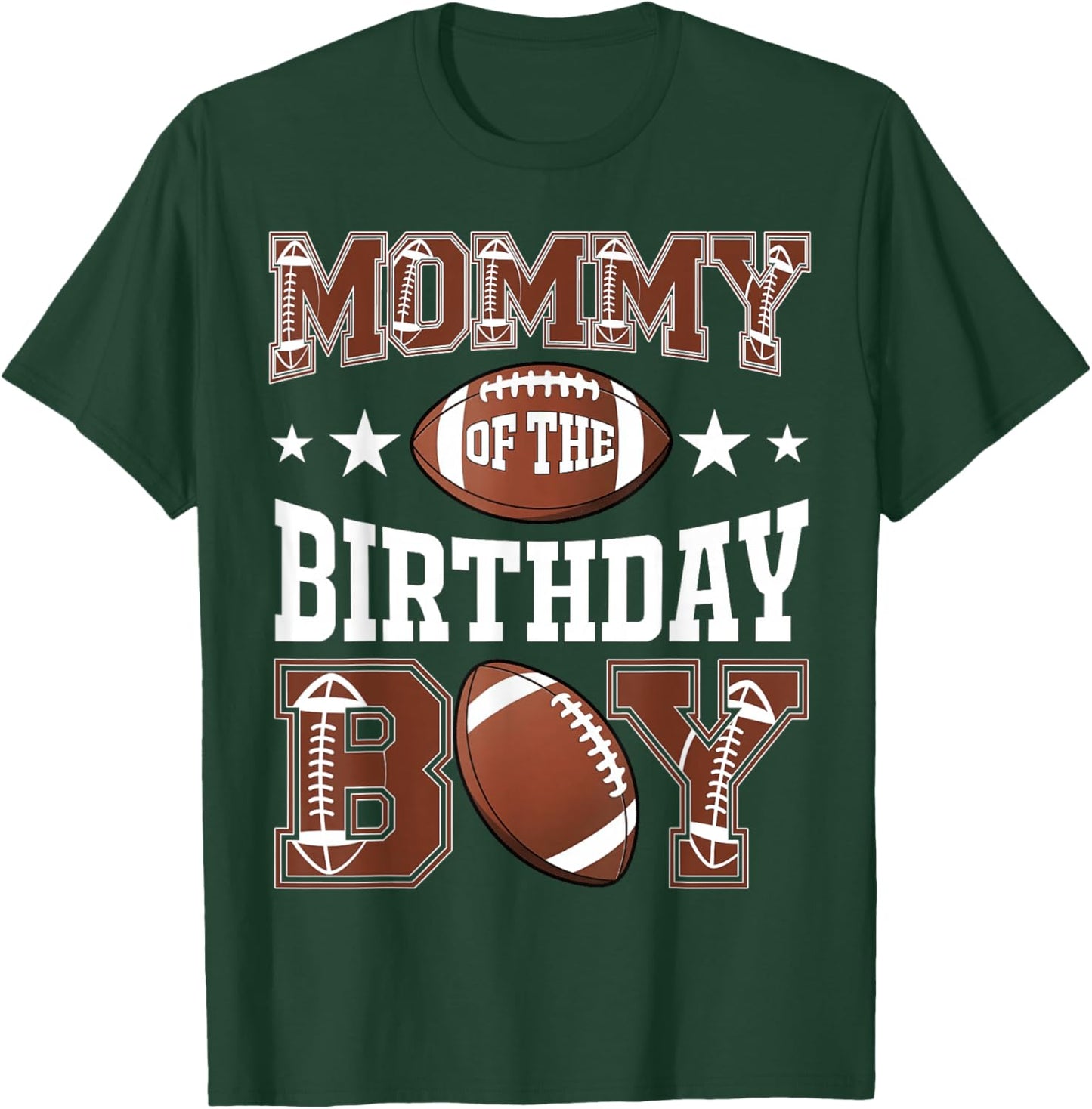 Mommy Of The Birthday Boy Football Game Day T-Shirt - T-Shirt | Forest