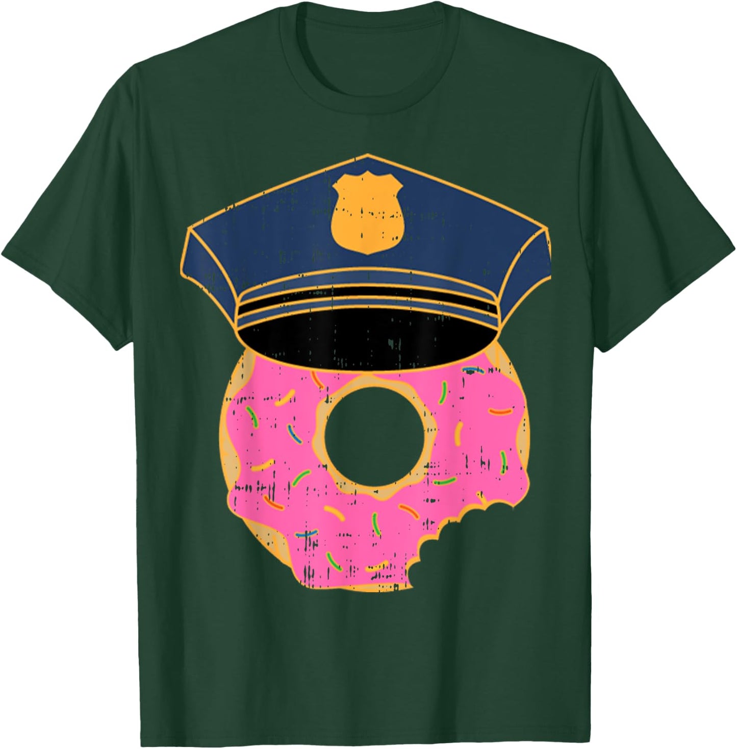 Donut Sprinkles Police Hat Cop Awesome Doughnut Food Gift T-Shirt - T-Shirt | Forest