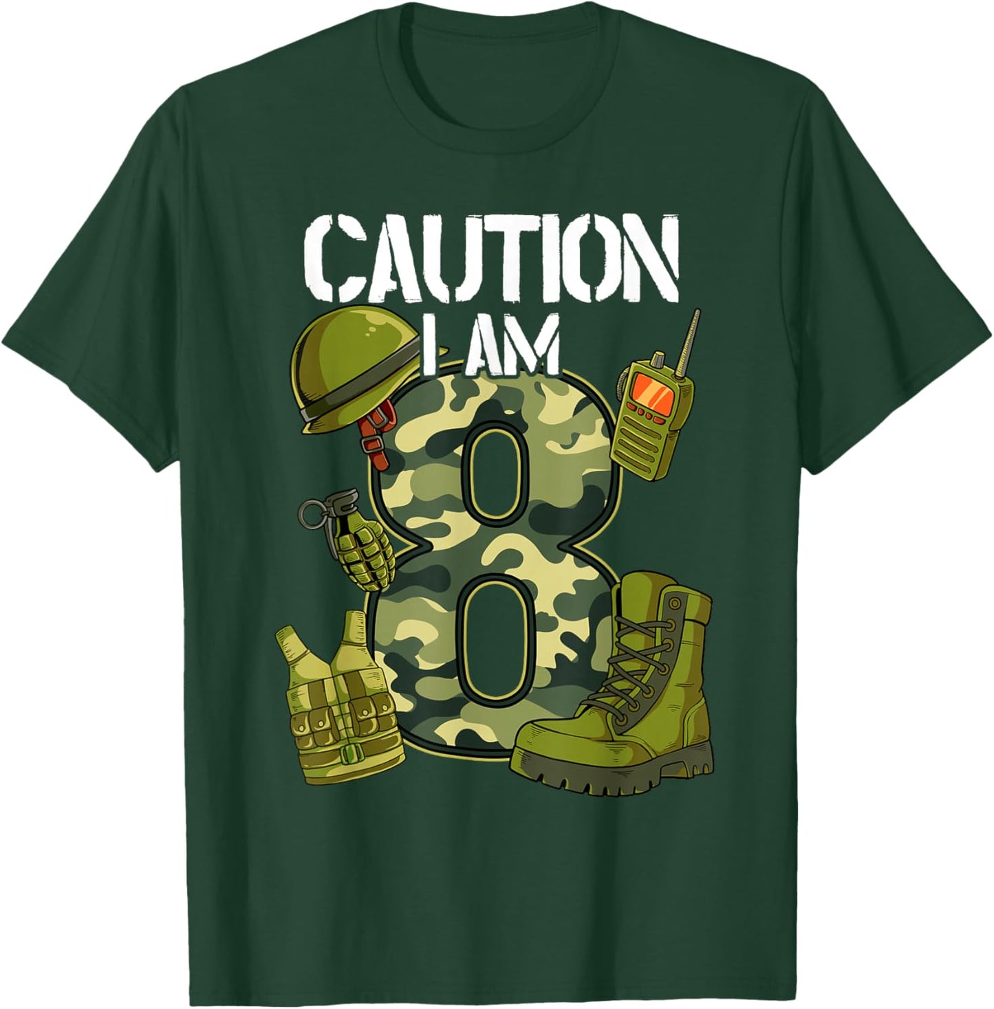 8th Birthday Army T-Shirt - T-Shirt | Forest
