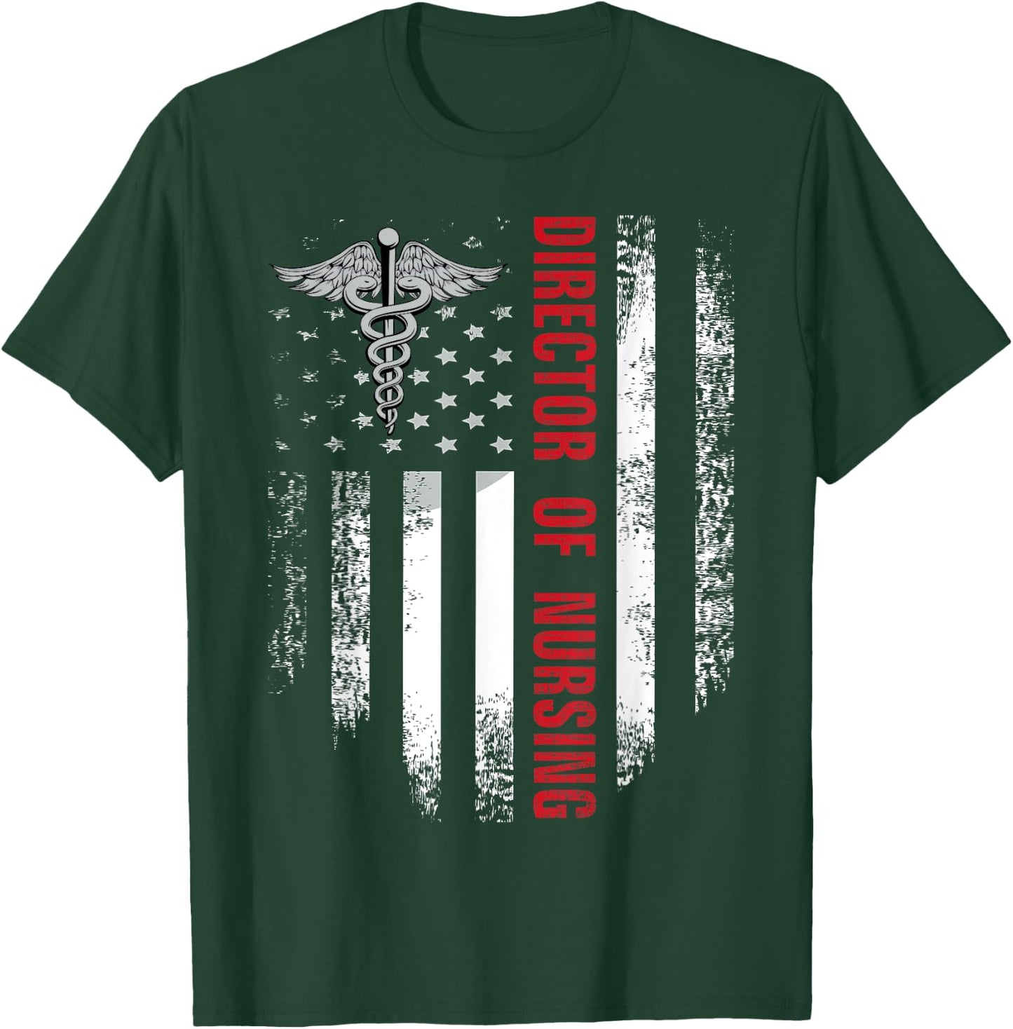 Vintage USA Red White Director Of Nursing American Flag Gift T-Shirt - T-Shirt | Forest
