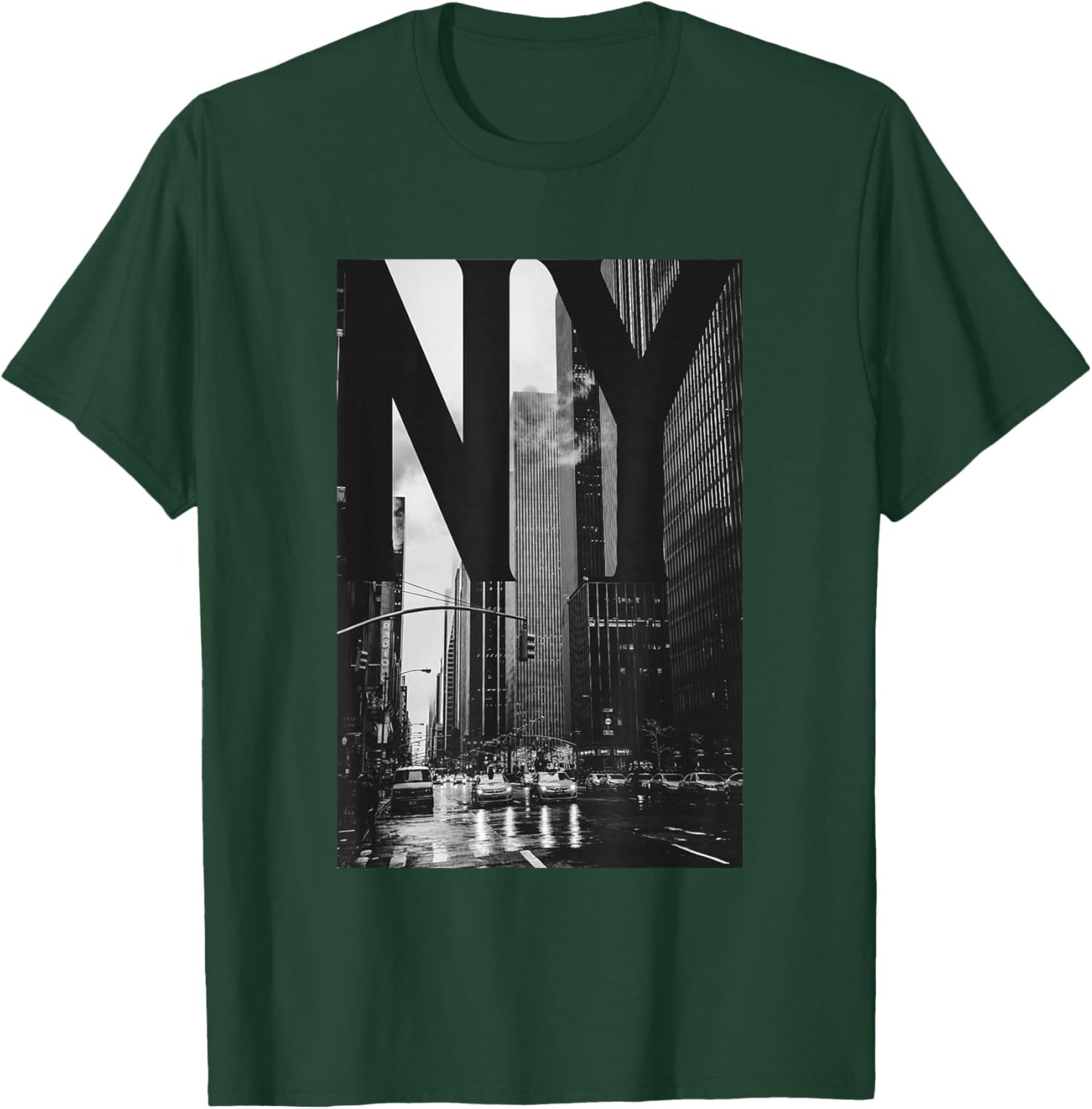 Cool New York City Abstract Skyline, Black & White New York T-Shirt - T-Shirt | Forest