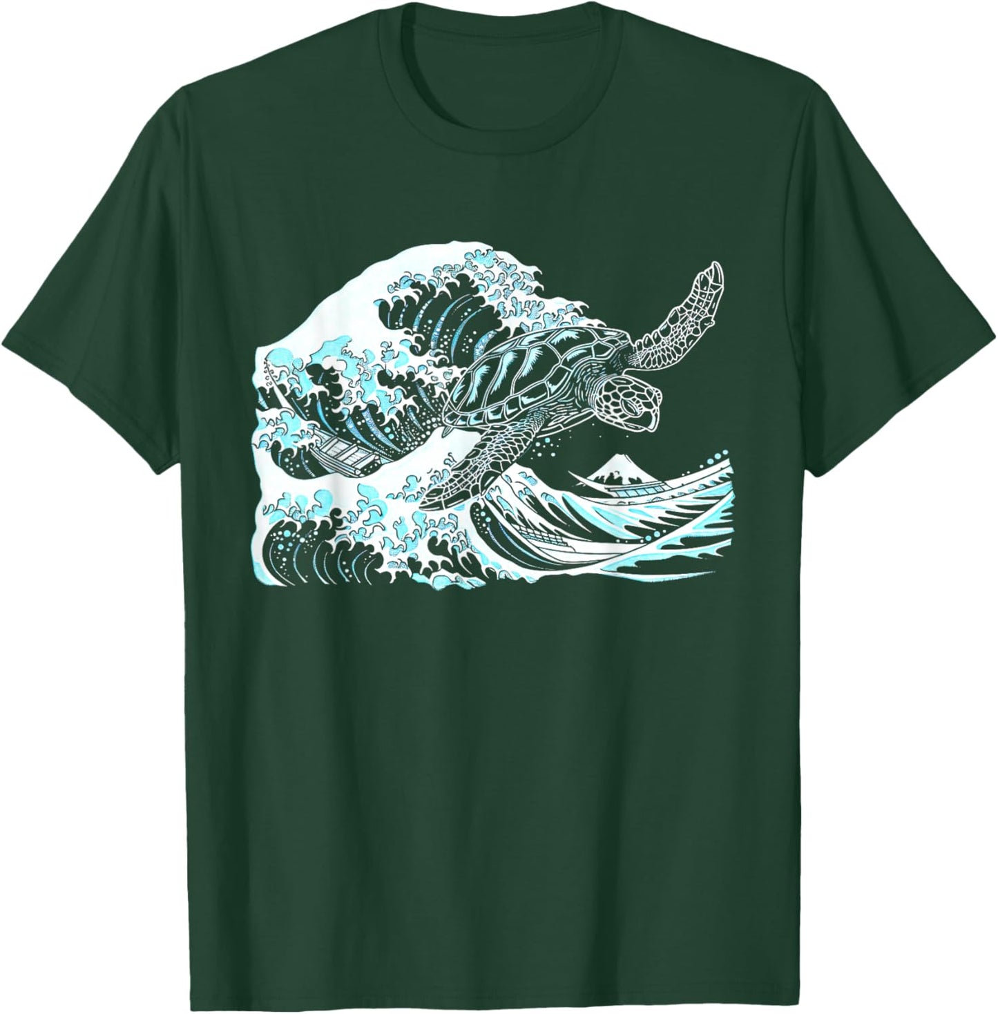 Japanese Great Wave Of Kanagawa Sea Turtle Ocean Surf Summer Men Women Kids T-Shirt - T-Shirt | Forest