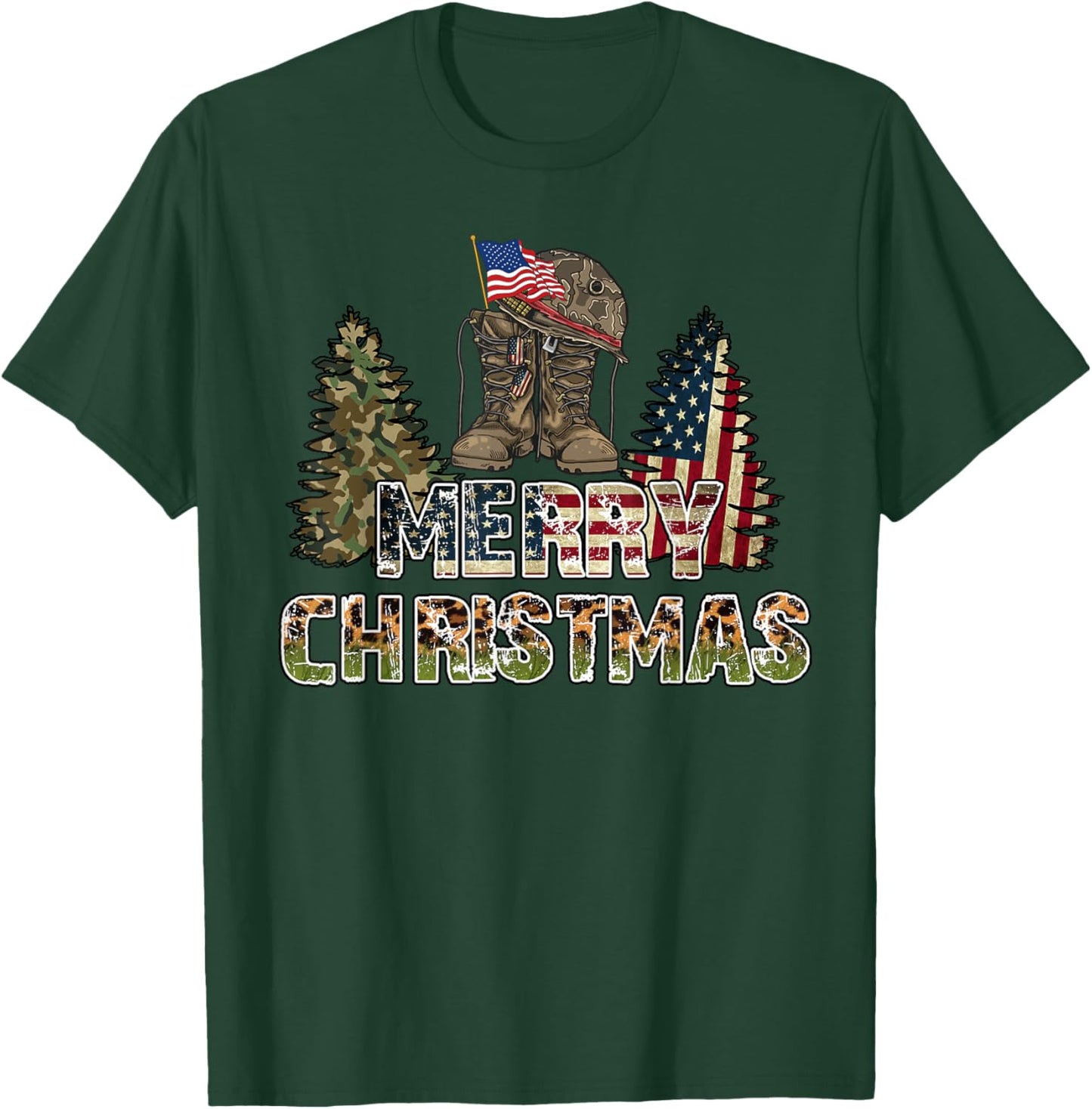 Army Christmas Trees Outfit Veteran Christmas Sweater Army M T-Shirt - T-Shirt | Forest