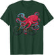 Octopus On Bicycle Cycling Eight Long Arms Graphic Print T-Shirt - T-Shirt | Forest