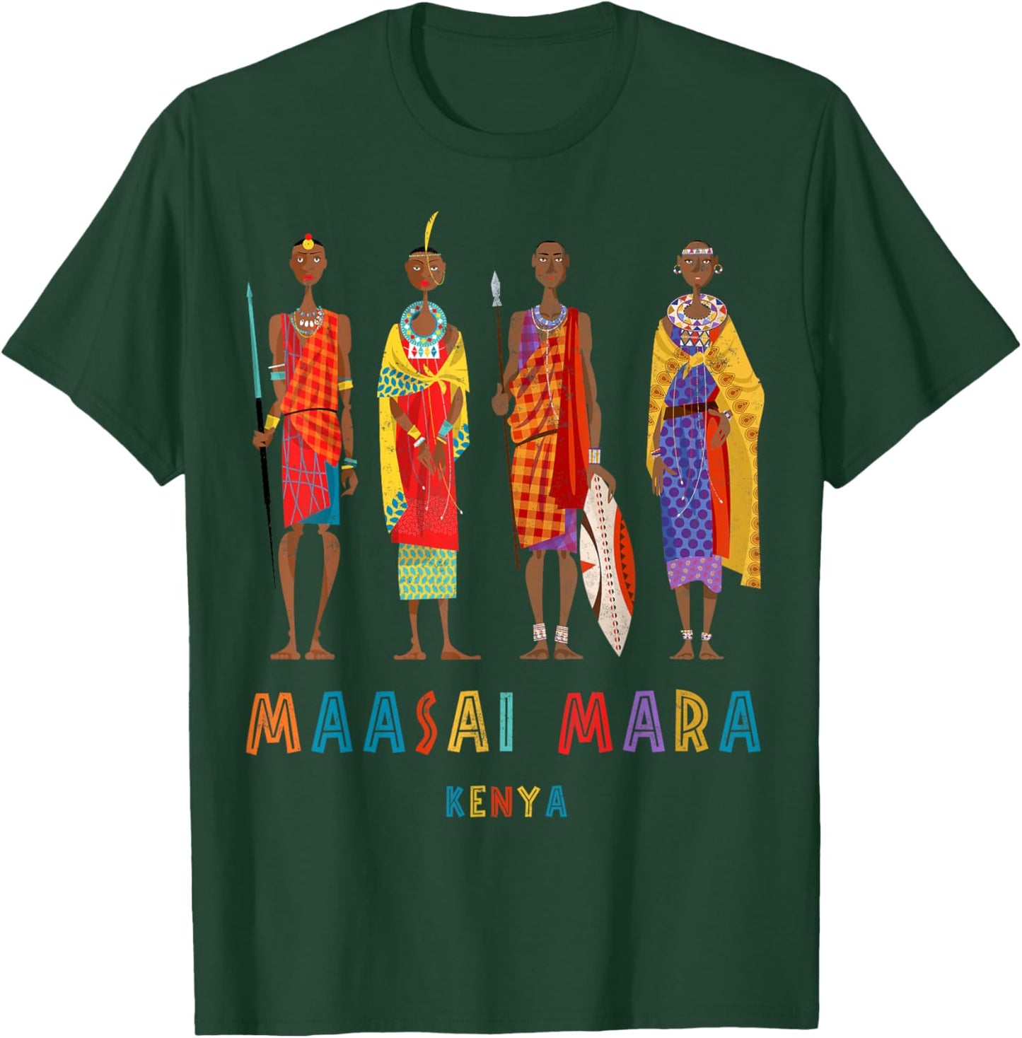 Travel Africa Kenya Map Nairobi Safari Maasai Mara Vacation T-Shirt - T-Shirt | Forest