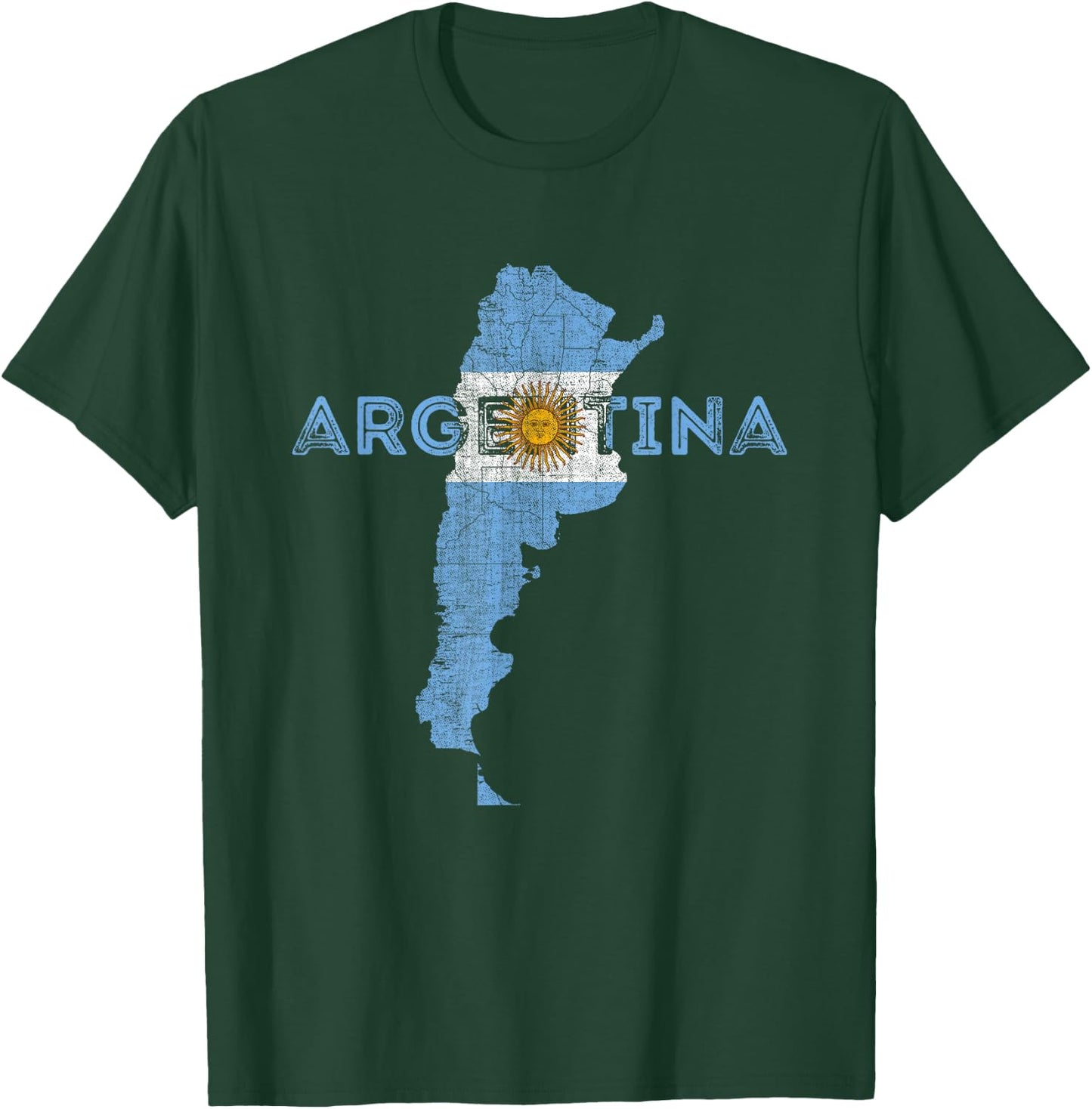 Argentinian Map and Flag Souvenir - Distressed Argentina Small T-Shirt - T-Shirt | Forest