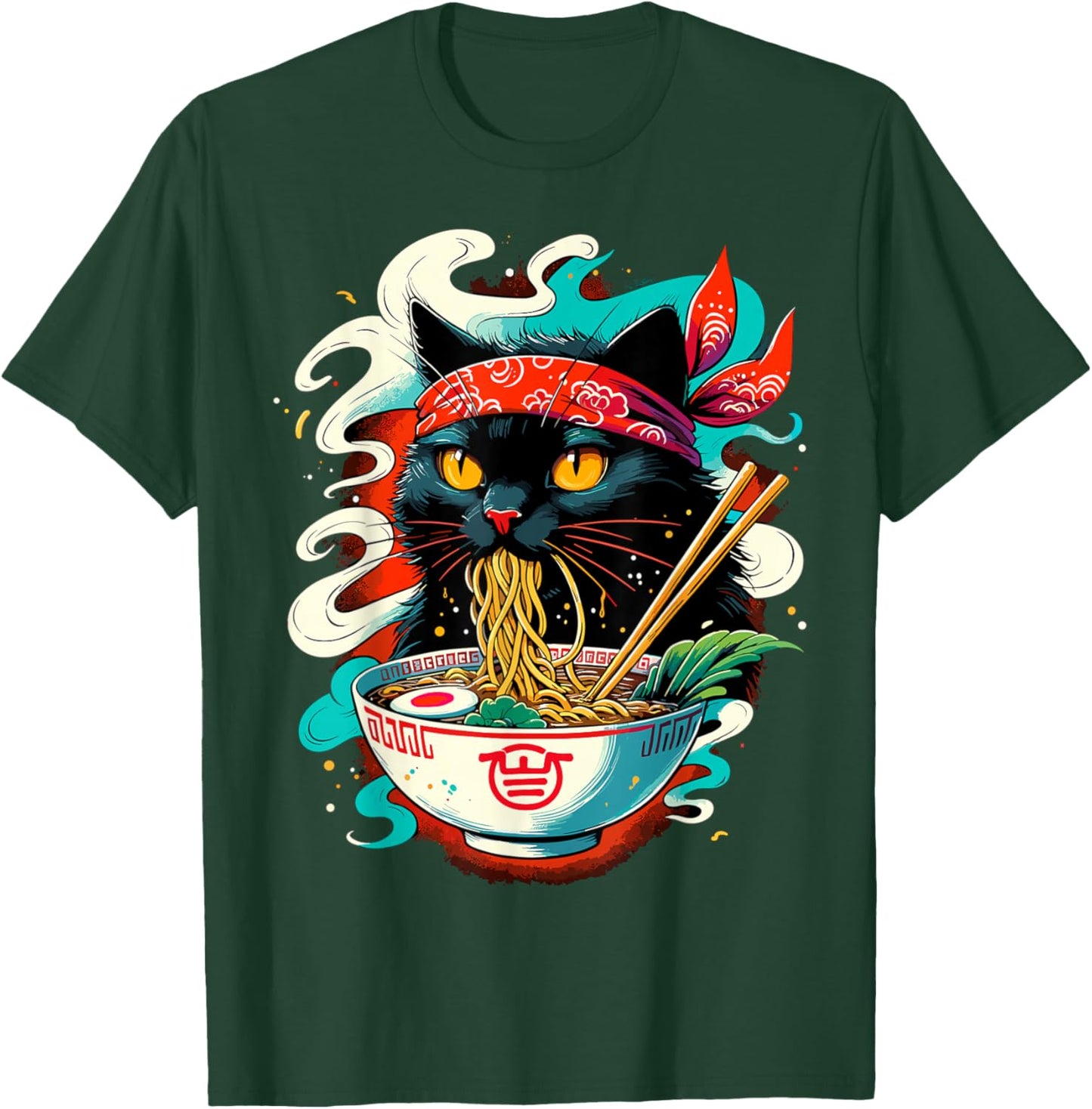 Cat Ramen Noodle Japanese Anime Kawaii Cat T-Shirt - T-Shirt | Forest