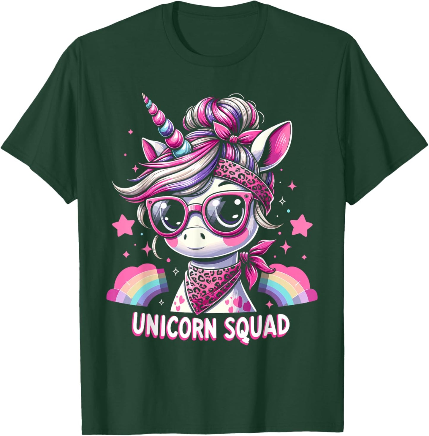Unicorn Squad - Graceful Unicorn with leopard Bandana T-Shirt - T-Shirt | Forest