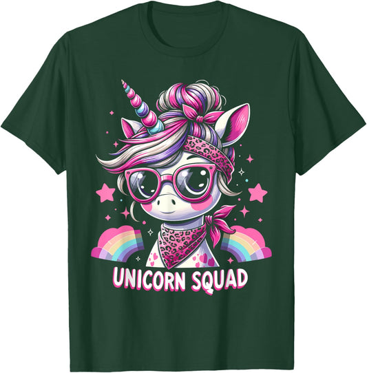 Unicorn Squad - Graceful Unicorn with leopard Bandana T-Shirt - T-Shirt | Forest