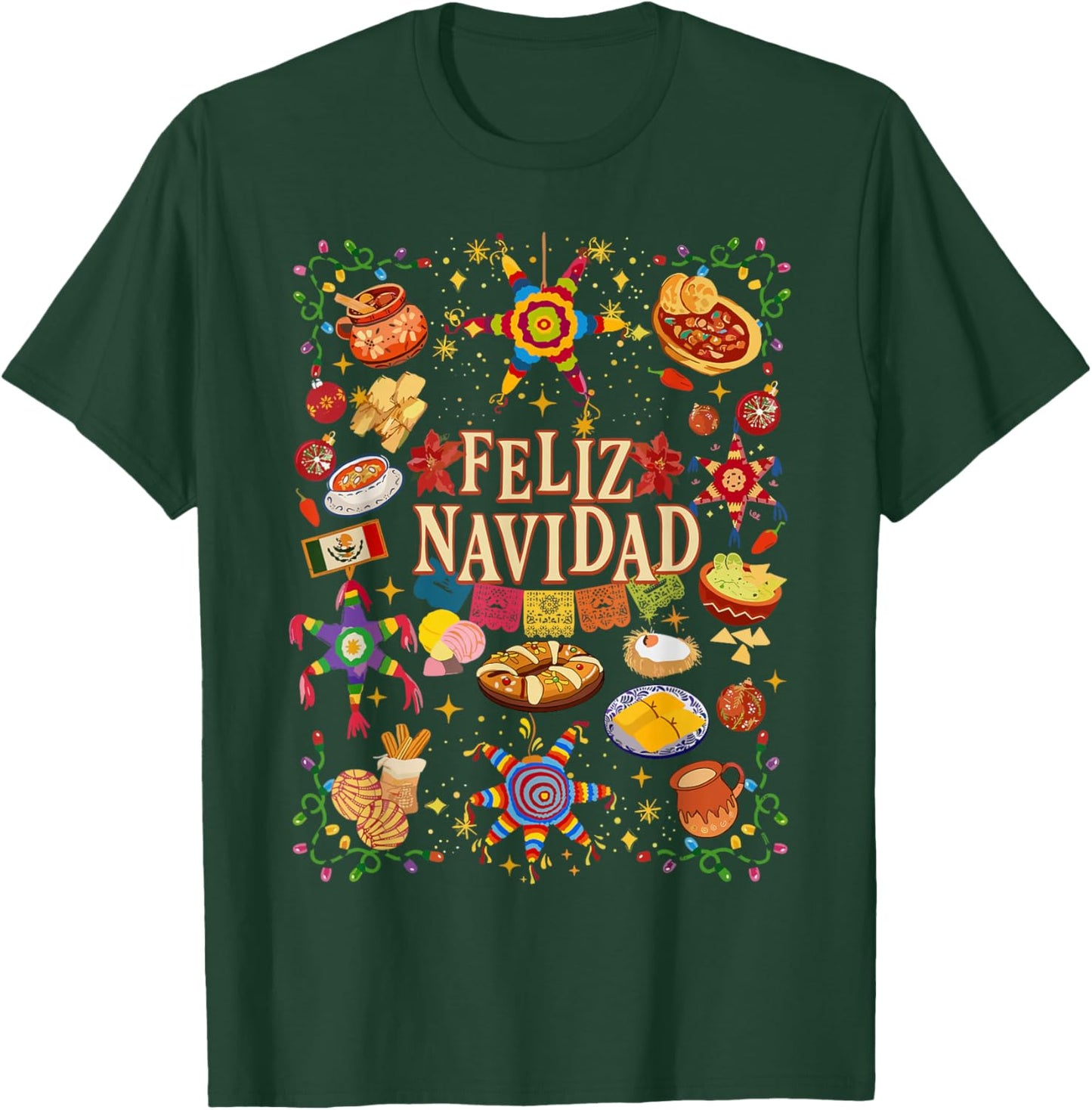 Retro Feliz Navidad Christmas Spanish Family Matching Xmas T-Shirt - T-Shirt | Forest