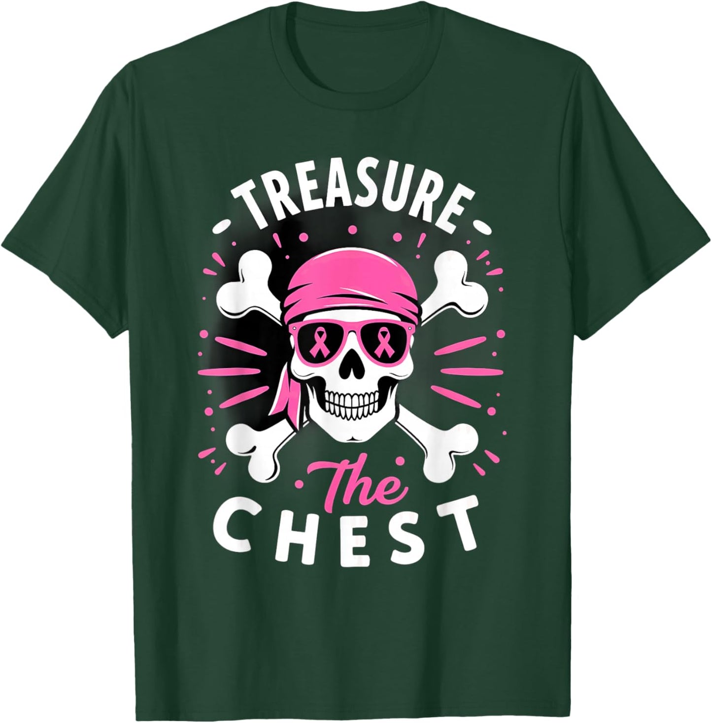 Breast Cancer Awareness Pirate Treasure the Chest T-Shirt - T-Shirt | Forest