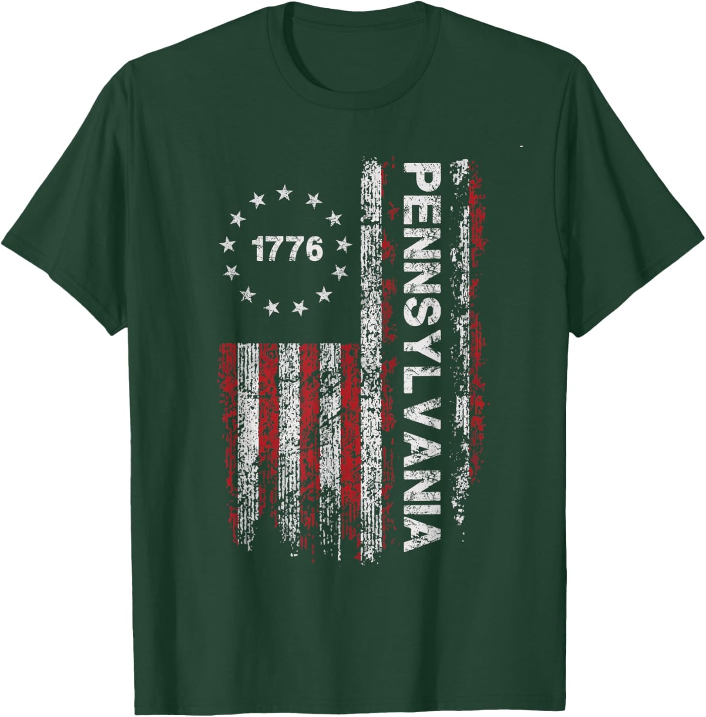 Pennsylvania State US Flag Vintage Women Youth T-Shirt - T-Shirt | Forest
