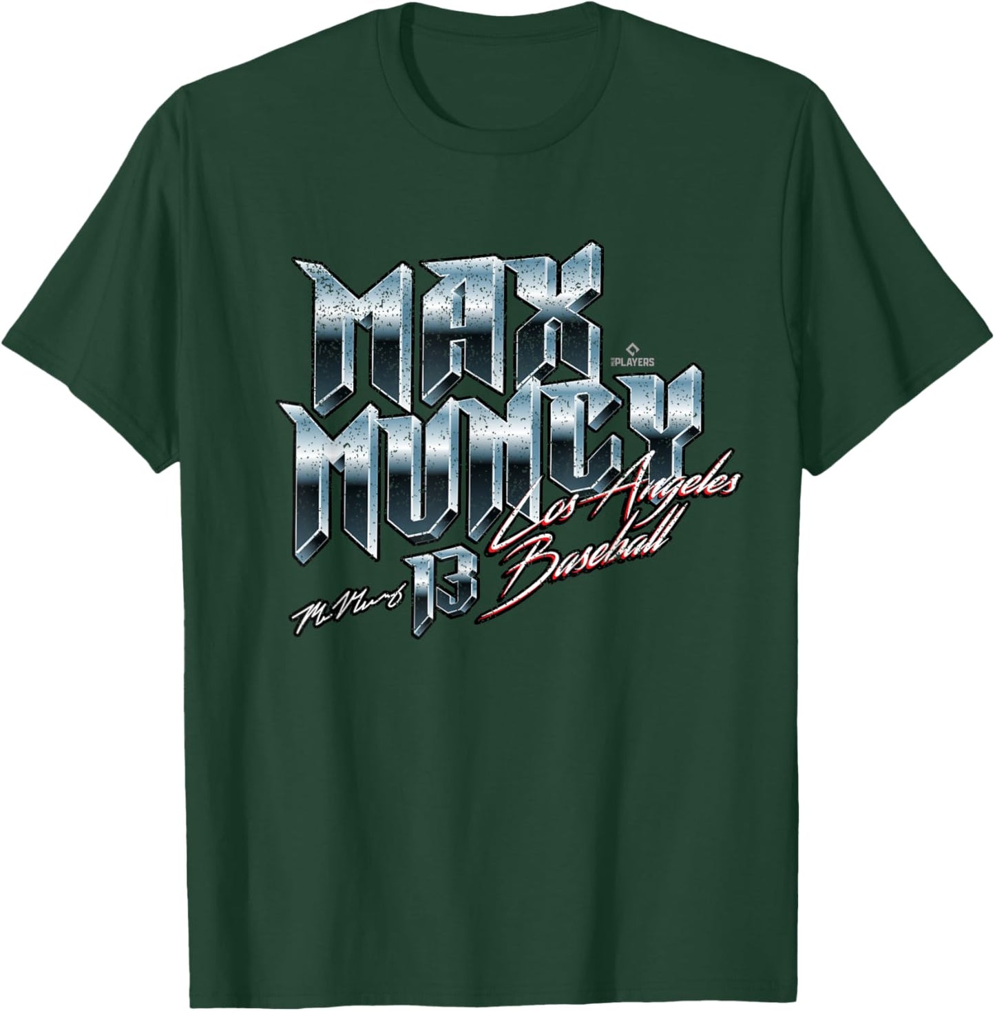 Max Muncy Los Angeles Baseball Heavy Metal MLBPA T-Shirt - T-Shirt | Forest