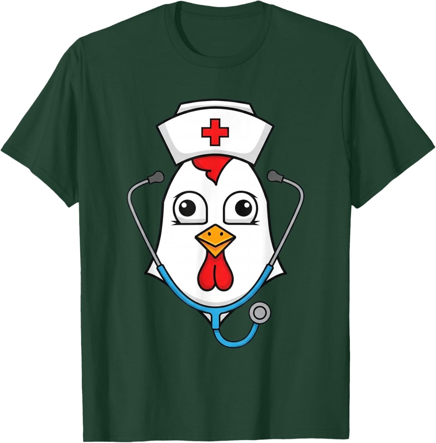 Cute Nurse Chicken Face Funny Fall Holiday Thanksgiving T-Shirt - T-Shirt | Forest