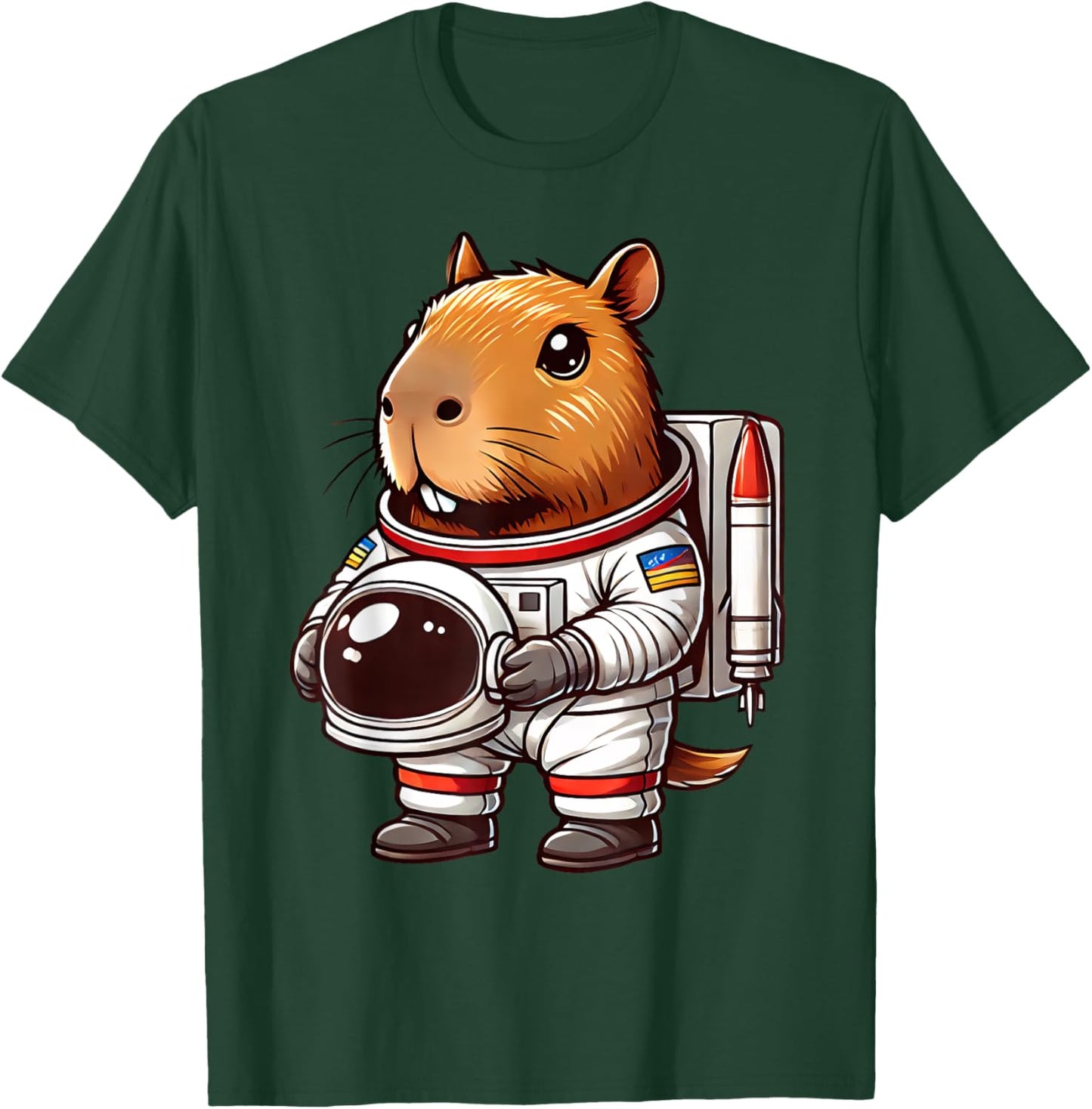 Funny Capybara Astronaut Space Men Women Kids T-Shirt - T-Shirt | Forest