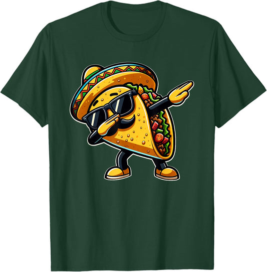 Dabbing Taco Cinco de Mayo Funny Mexican Fathers Day T-Shirt - T-Shirt | Forest