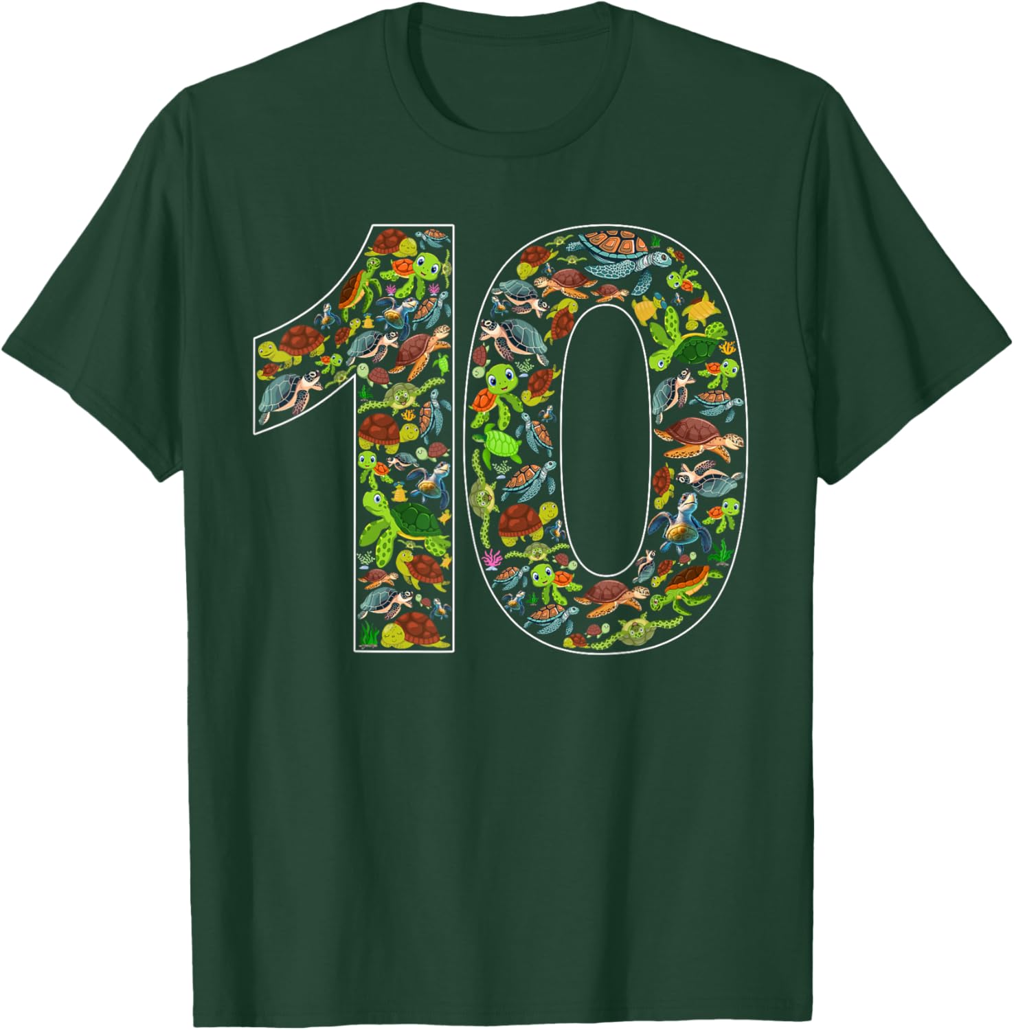 10th Birthday Sea Turtle Themed 10 Year Old Bday Boys Girls T-Shirt - T-Shirt | Forest