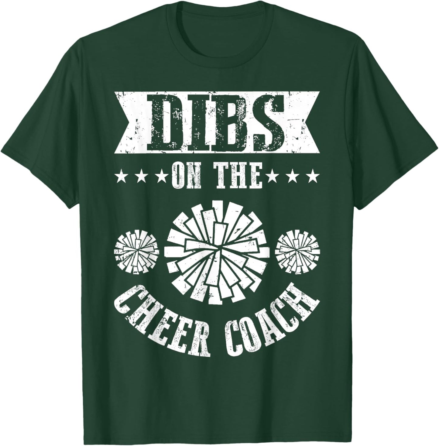 Funny Football Shirt - Dibs On The Cheer Coach Pom Poms T-Shirt - T-Shirt | Forest