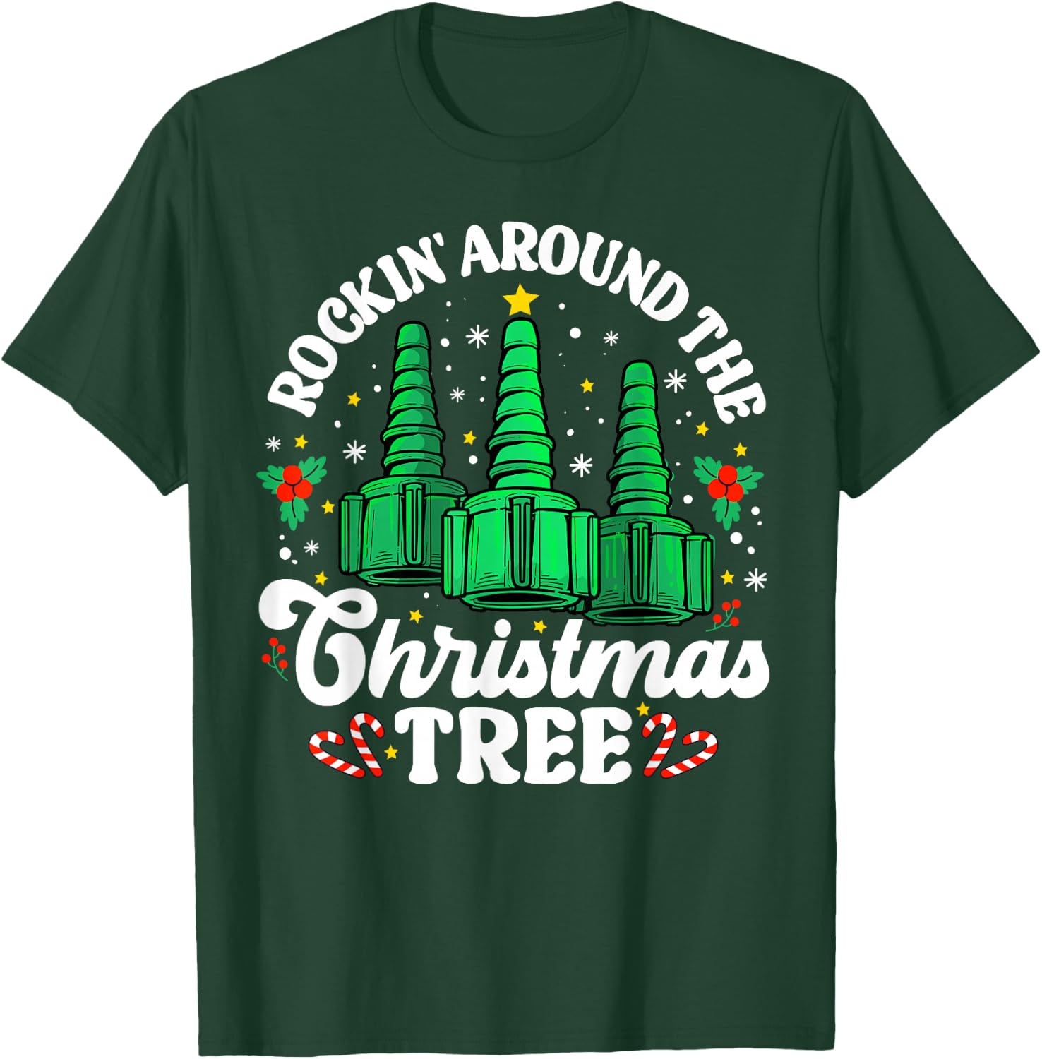 Rockin' Around The Christmas Tree Respiratory Therapist Lung T-Shirt - T-Shirt | Forest