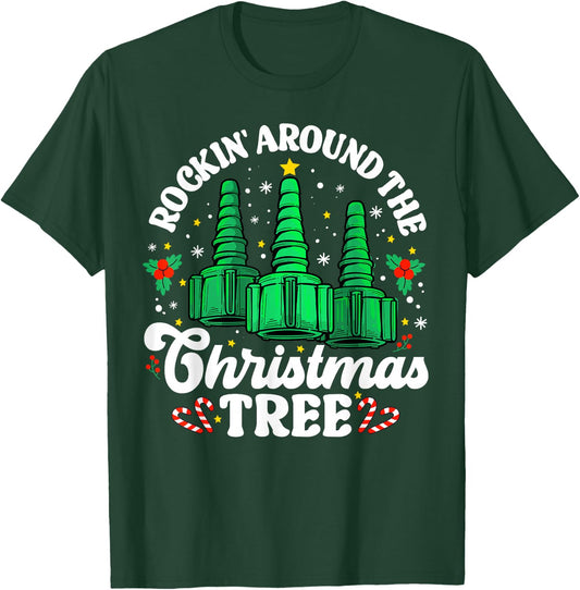 Rockin' Around The Christmas Tree Respiratory Therapist Lung T-Shirt - T-Shirt | Forest