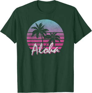 Aloha Hawaii Hawaiian Island Palm Beach Surf Vintage Women Kids T-Shirt - T-Shirt | Forest