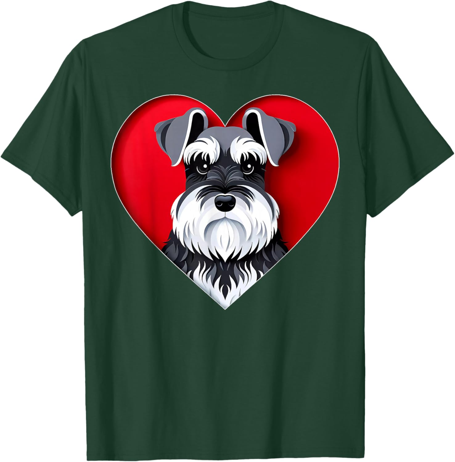 Miniature Schnauzer Heart Cute Mini Puppy Dog Lover T-Shirt - T-Shirt | Forest