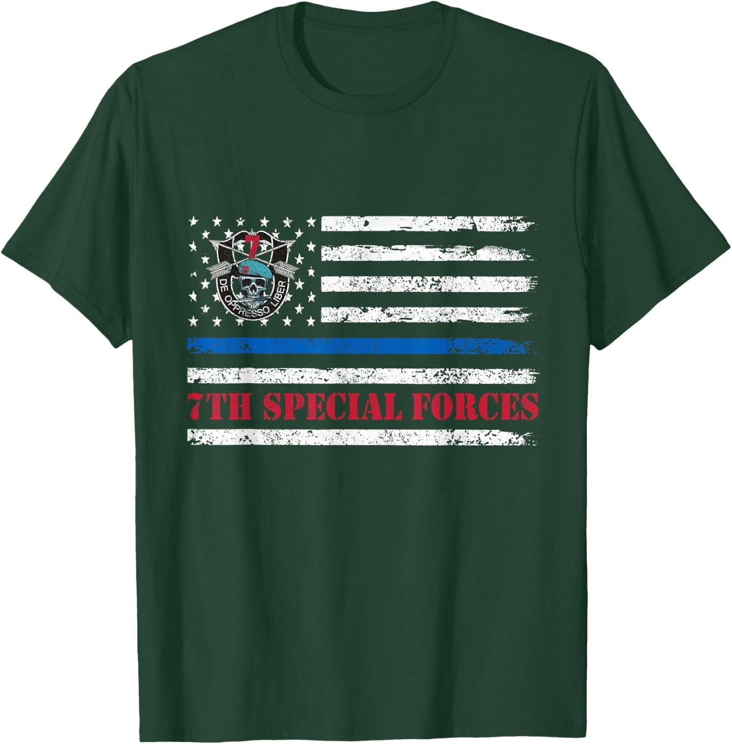 7th Special Forces Group Flag Veteran 7th SFG Patriotic T-Shirt - T-Shirt | Forest