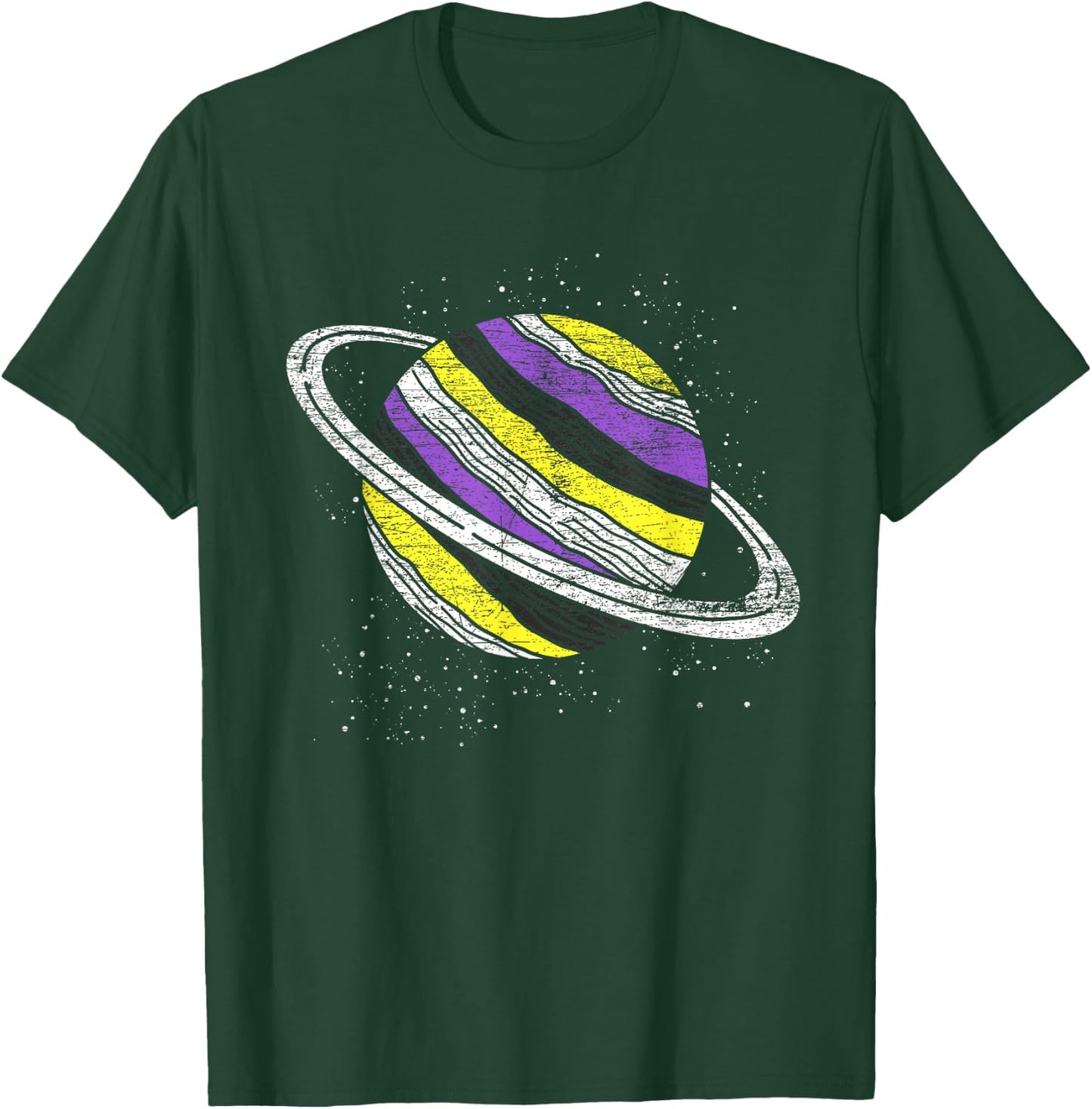Non Binary Flag Saturn Genderfluid Planet Non-Binary T-Shirt - T-Shirt | Forest