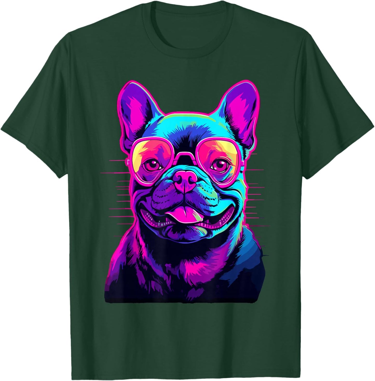 French Bulldog Synthwave Vaporwave T-Shirt - T-Shirt | Forest