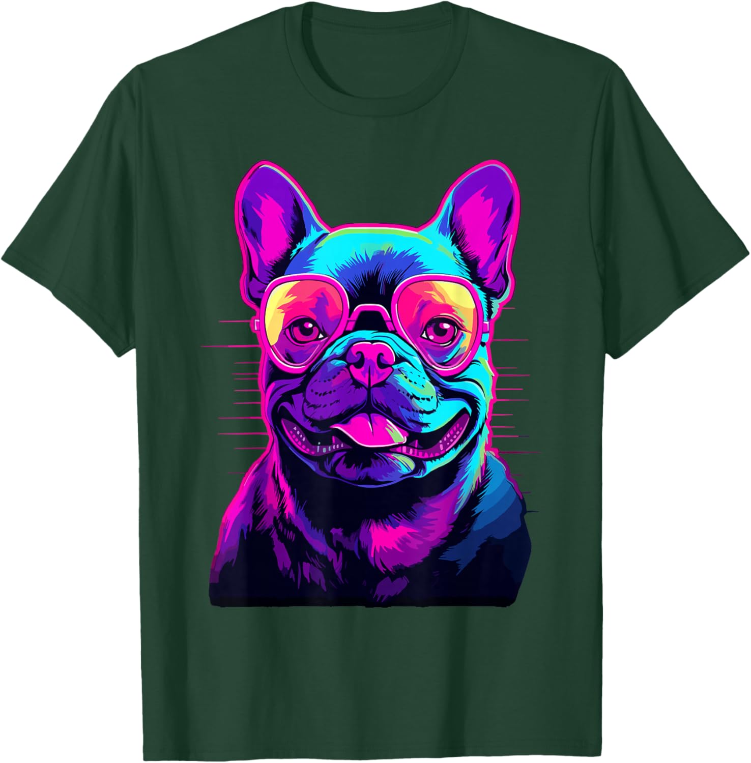 French Bulldog Synthwave Vaporwave T-Shirt - T-Shirt | Forest