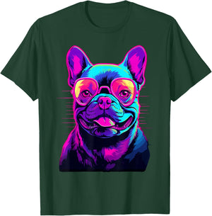 French Bulldog Synthwave Vaporwave T-Shirt - T-Shirt | Forest