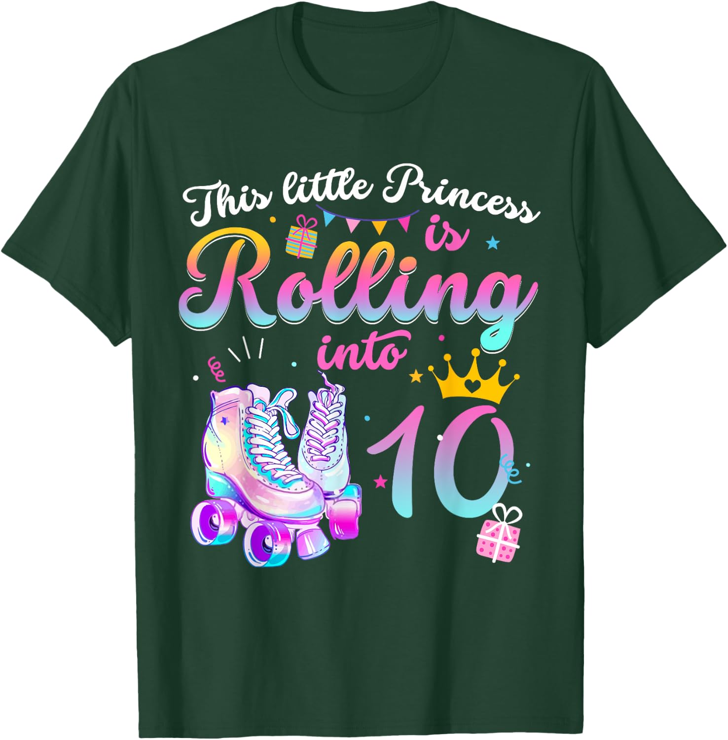 Roller Skate 10th Birthday Shirt 10 Year Old Girl Party Gift T-Shirt - T-Shirt | Forest