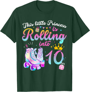 Roller Skate 10th Birthday Shirt 10 Year Old Girl Party Gift T-Shirt - T-Shirt | Forest