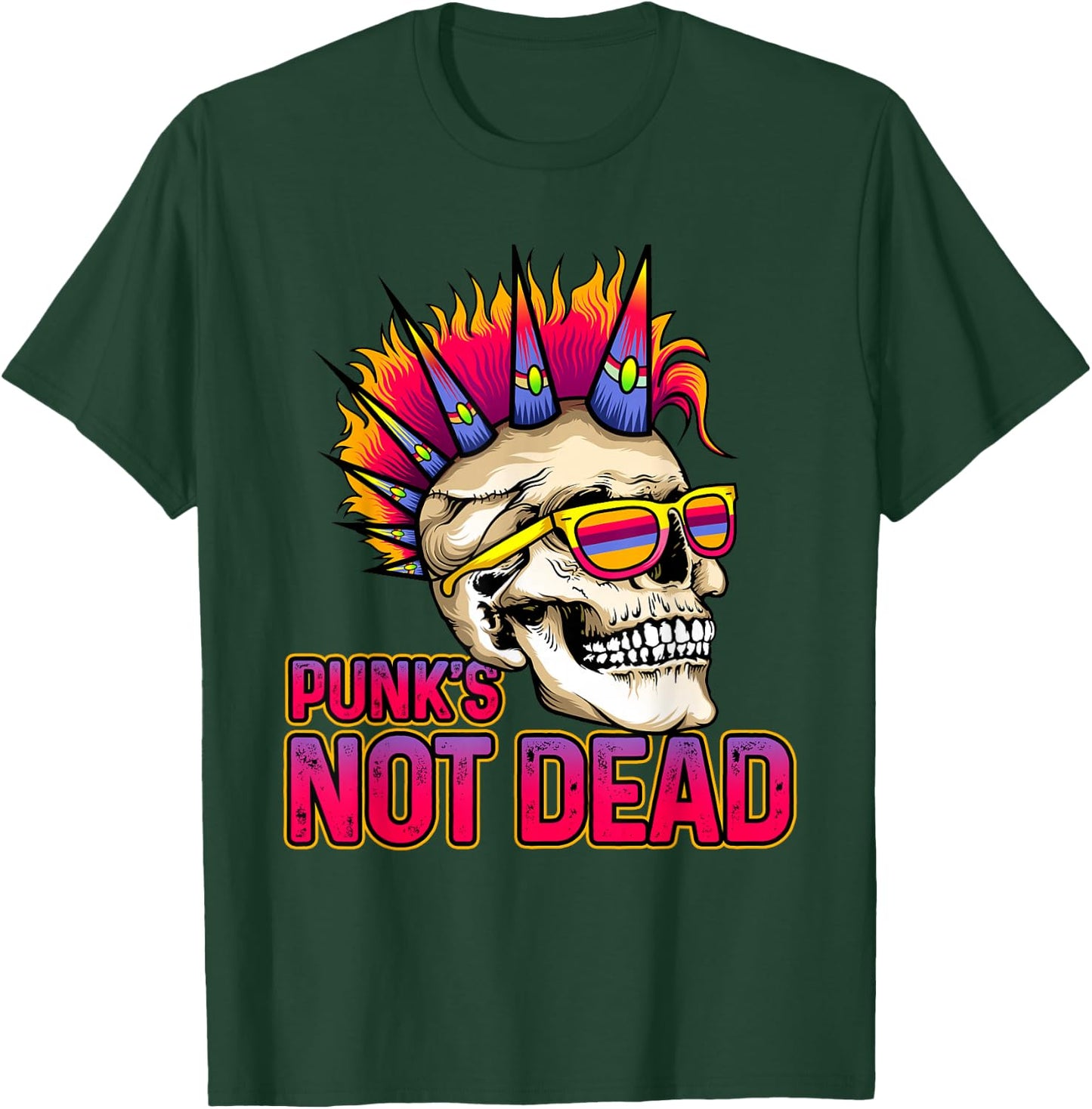 Punk's Not Dead Punk Rock 80's 90's Retro Rocker T-Shirt - T-Shirt | Forest