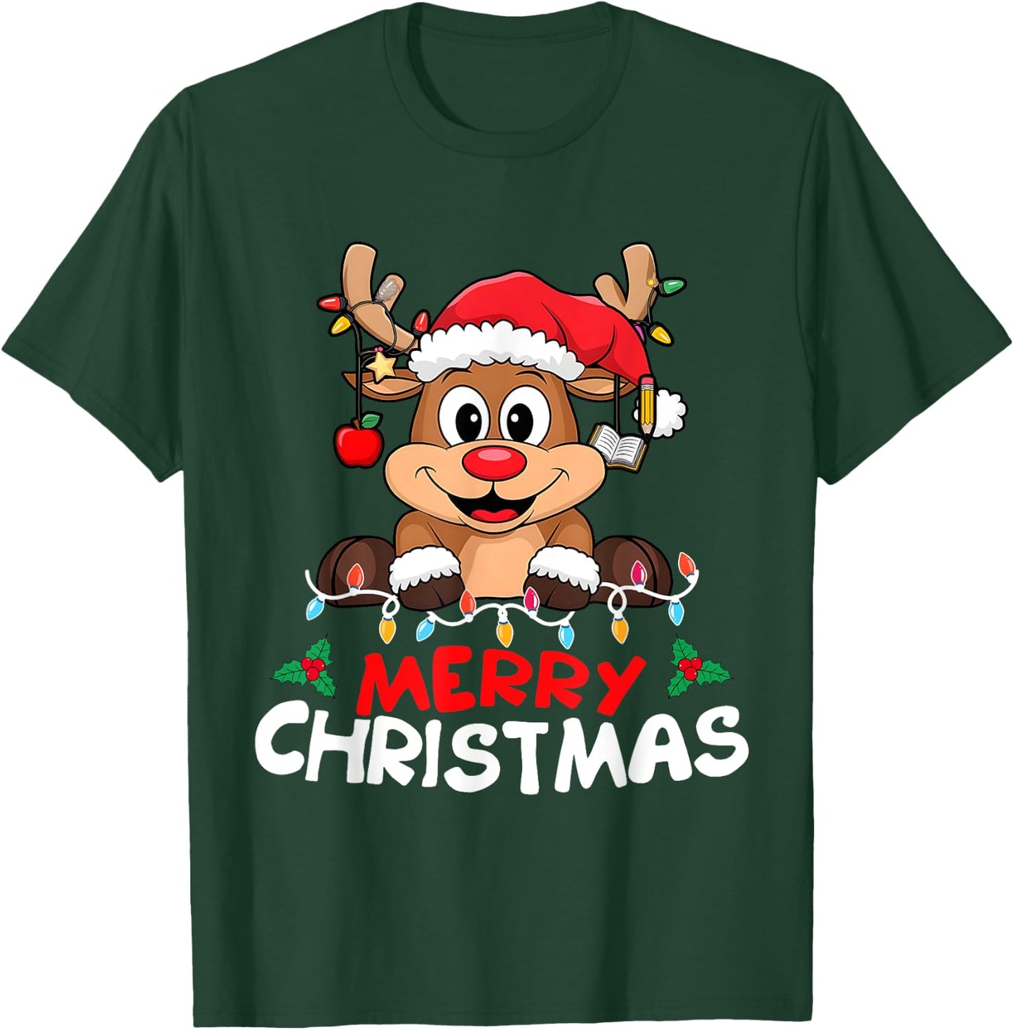 Merry Christmas Reindeer Xmas Family Women Men Funny T-Shirt - T-Shirt | Forest
