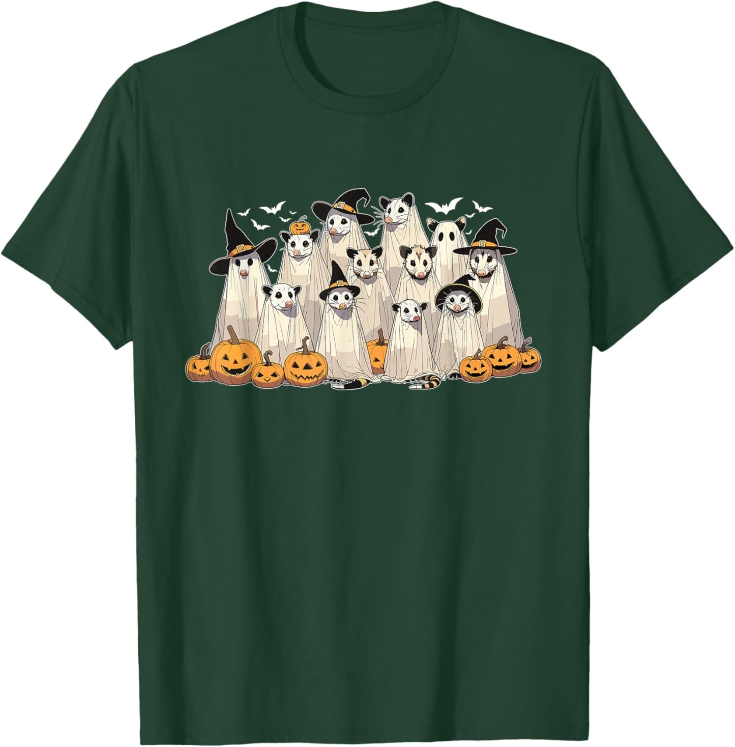 Retro Opossum Ghost Halloween Possum Pumpkin Spooky Season T-Shirt - T-Shirt | Forest