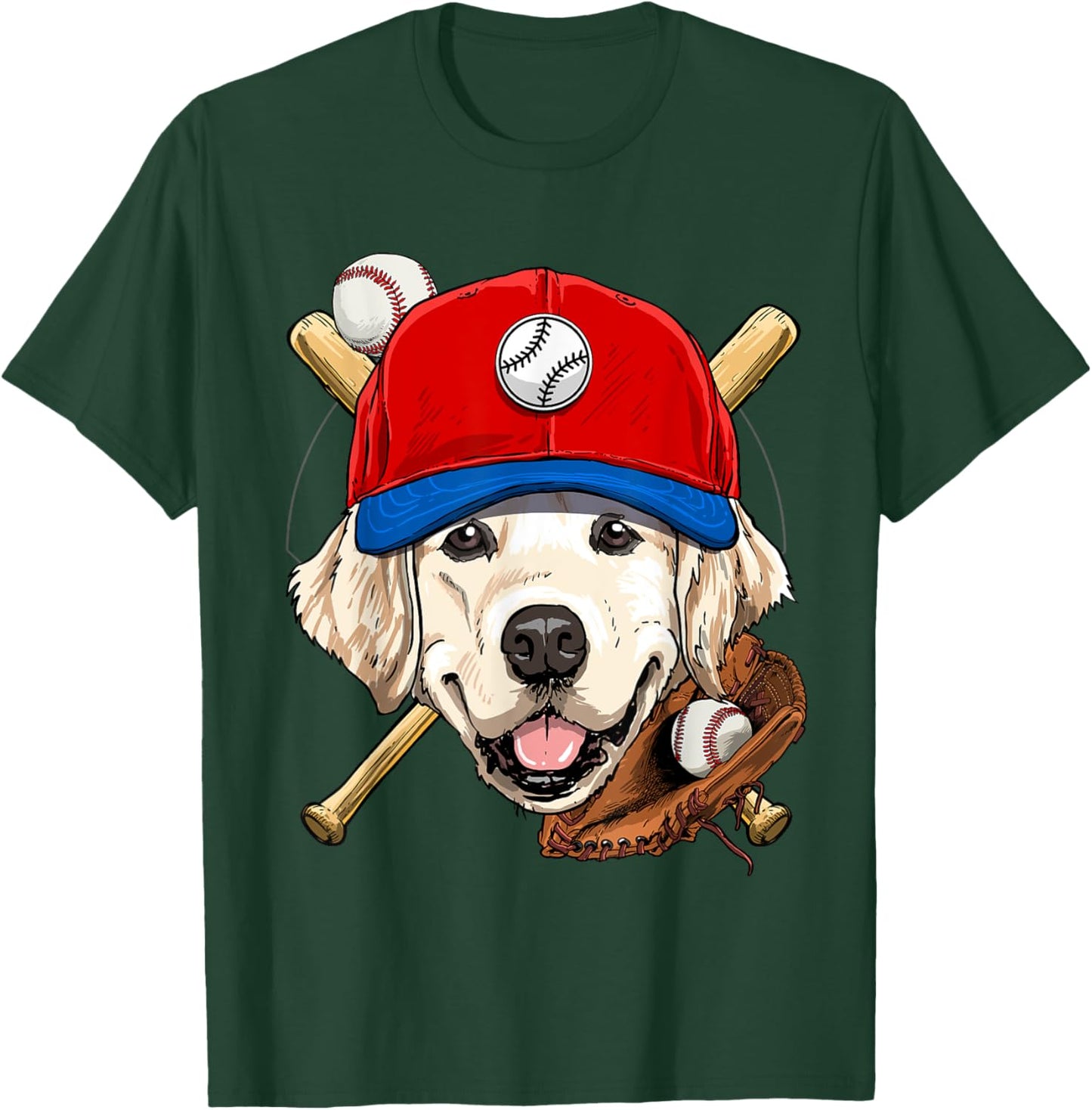 Golden Retriever Baseball Dog Lovers Baseball Player Women Girls Kids T-Shirt - T-Shirt | Forest