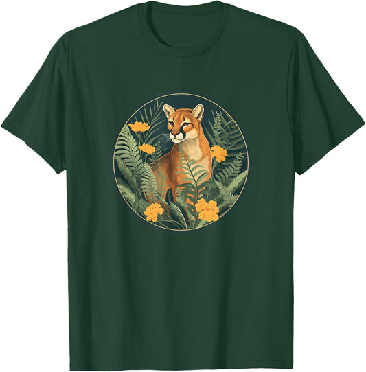 Exotic Nature Cougar Mountain Lion Wildlife Lover T-Shirt - T-Shirt | Forest